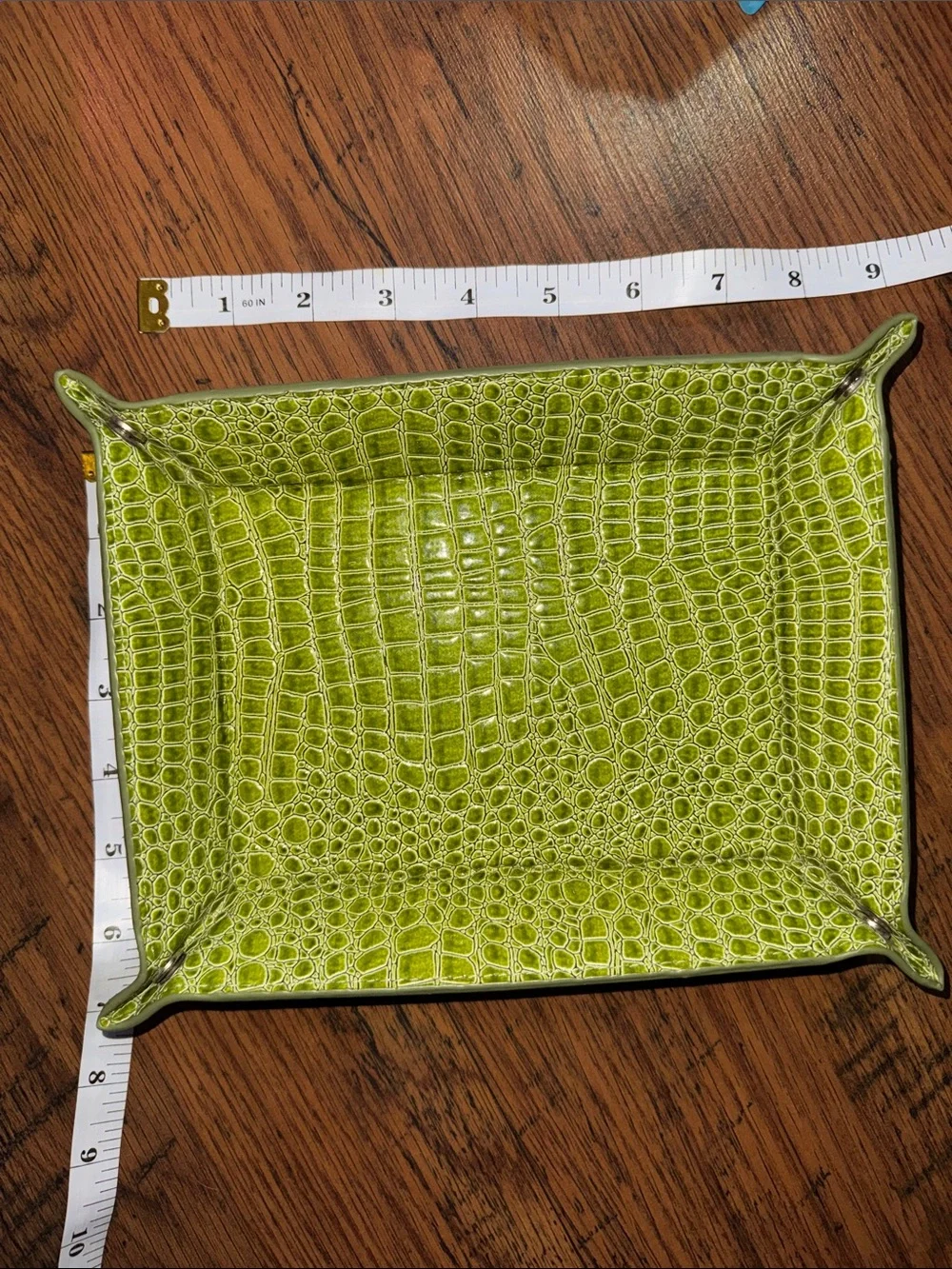 Women's Olive Green Croc-Embossed Valet Trinkets Holder C1.RBk.M